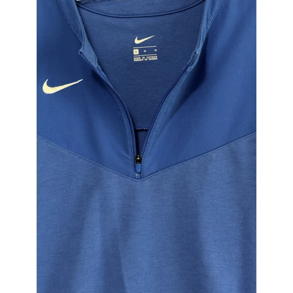 Nike Men's Dri-FIT Long Sleeve Player UV Quarter Zip Football Top Blue Medium